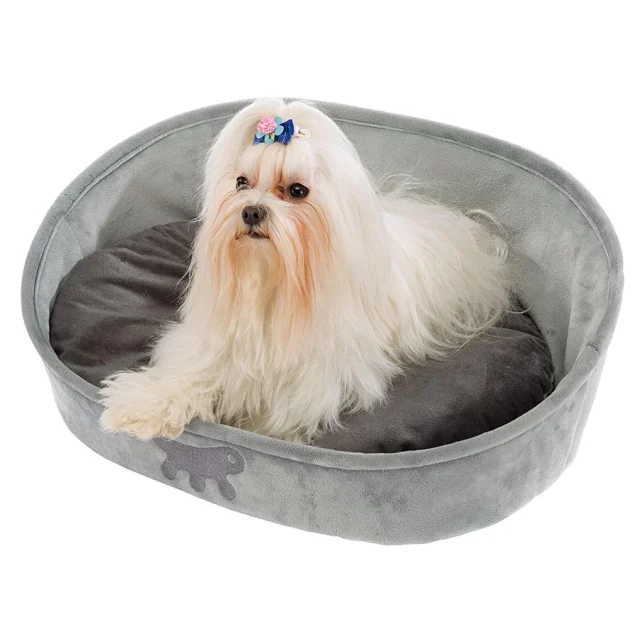 Лежанка з двосторонньою подушкою Ferplast Laska 55 Grey Dogbed для котів і собак, 55×40×18.5 см