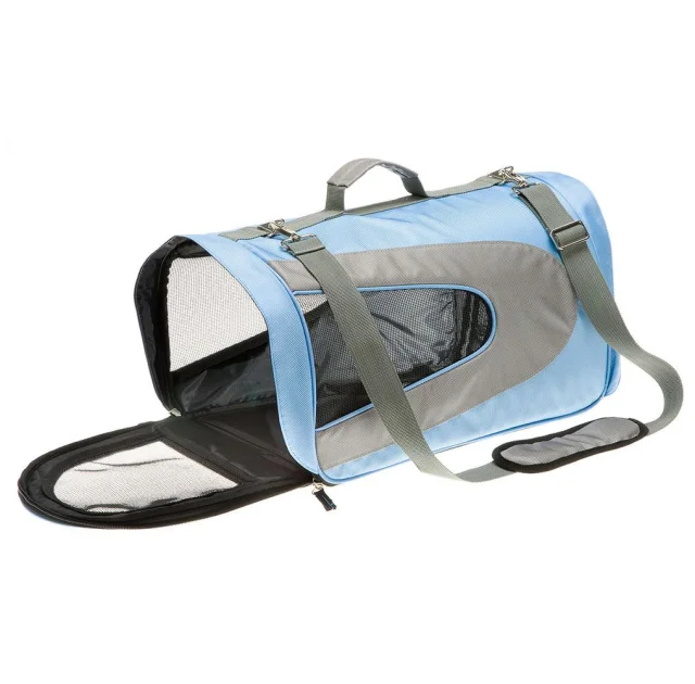 М'яка Переноска Ferplast Beauty для дрібних собак, нейлон, блакитна, 52×30×30 см