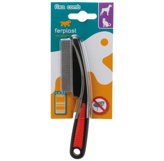 Ferplast GRO 5838 двостороння антиблошиний гребінець для кішок і собак, 15x1x4 см
