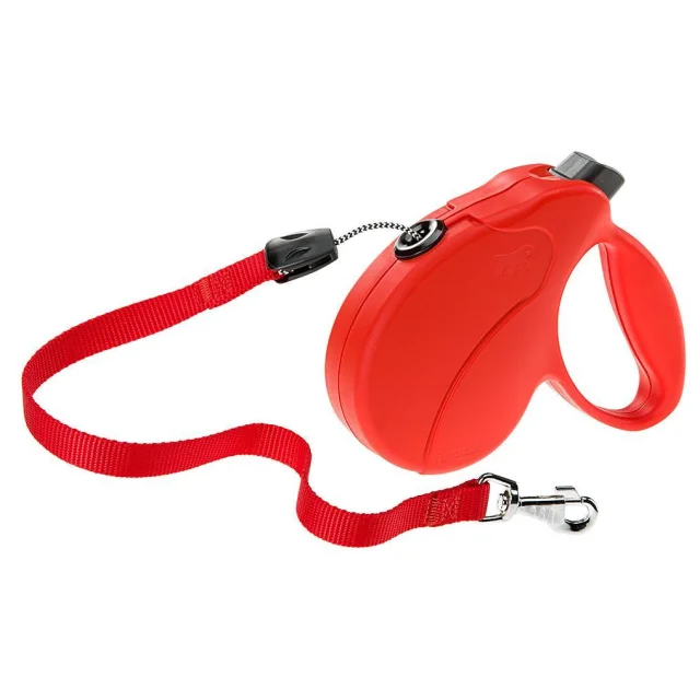 Поводок-рулетка для собак до 15 кг Ferplast Amigo Easy S Cord Rosso cо шнуром, красный, 5 м