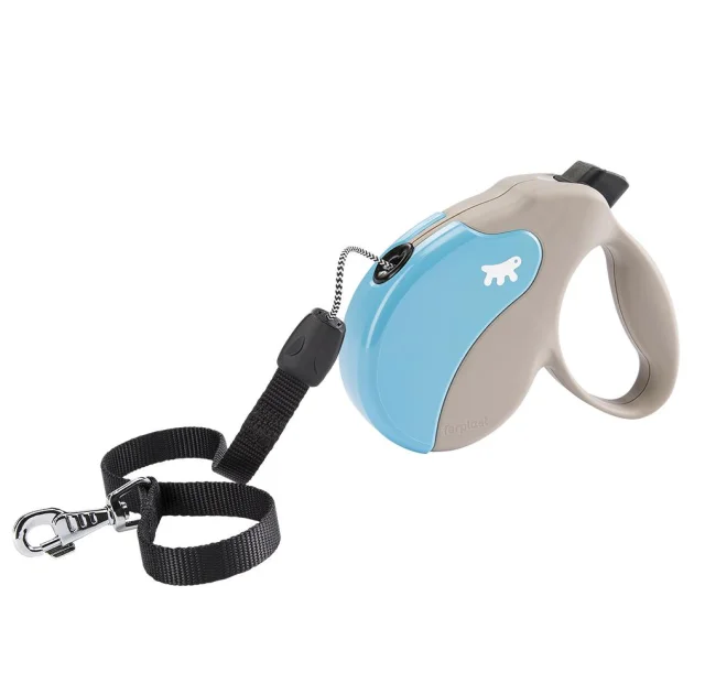 Поводок-рулетка Ferplast Amigo M Cord Beige-Blue Lead для собак cо шнуром, бежево-голубой, 15x3,6x14 см