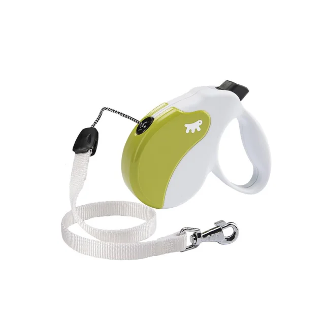 Поводок-рулетка Ferplast Amigo M Cord White-Green Lead для собак cо шнуром, зелено-белый, 15x3,6x14 см