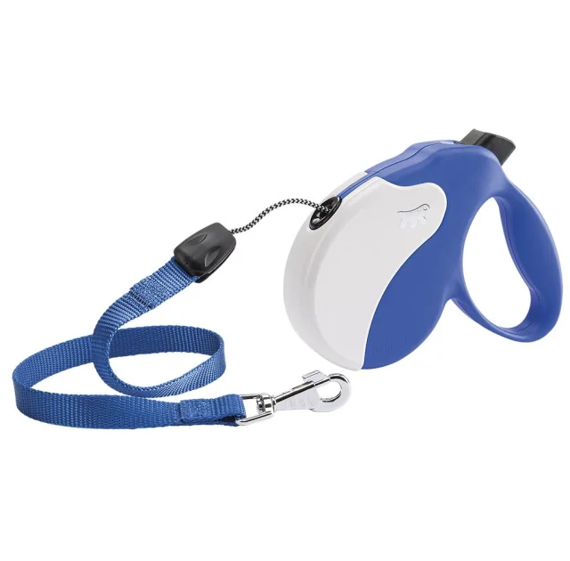 Поводок-рулетка Ferplast Amigo M Cord Blue-White Lead для собак cо шнуром, бело-синий, 15x3,6x14 см