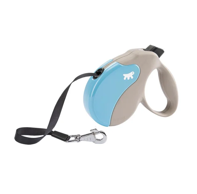 Поводок-рулетка Ferplast Amigo M Tape Beige-Blue для собак c стрічкою, бежево-блакитний, 15x3,6x14 см