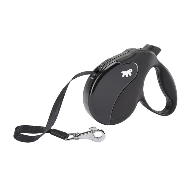 Поводок-рулетка Ferplast Amigo M Tape Black для собак c лентой, черный, 15x3,6x14 см