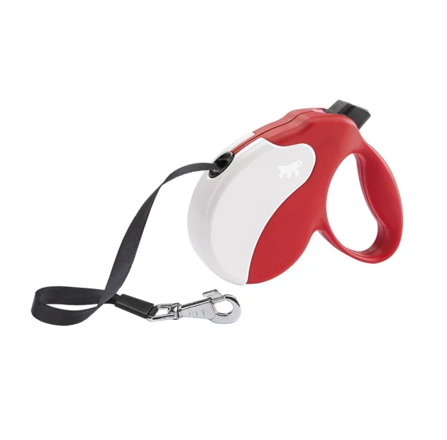Поводок-рулетка Ferplast Amigo M Tape Red-White для собак c лентой, красно-белый, 15x3,6x14 см