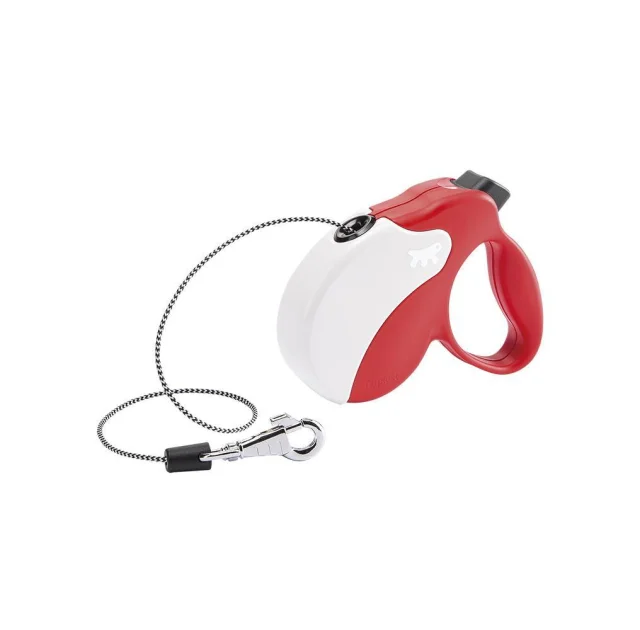 Поводок-рулетка Ferplast Amigo Mini Cord Red-White для собак cо шнуром, красно-белый, 12x3x10 см