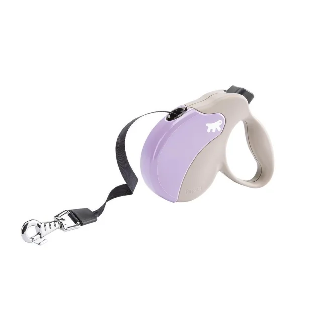 Поводок-рулетка Ferplast Amigo Mini Tape Beige-Purple для собак c лентой, бежево-фиолетовый, 12x3x10 см