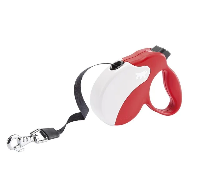 Поводок-рулетка Ferplast Amigo Mini Tape Red-White для собак c лентой, красно-белый, 12x3x10 см