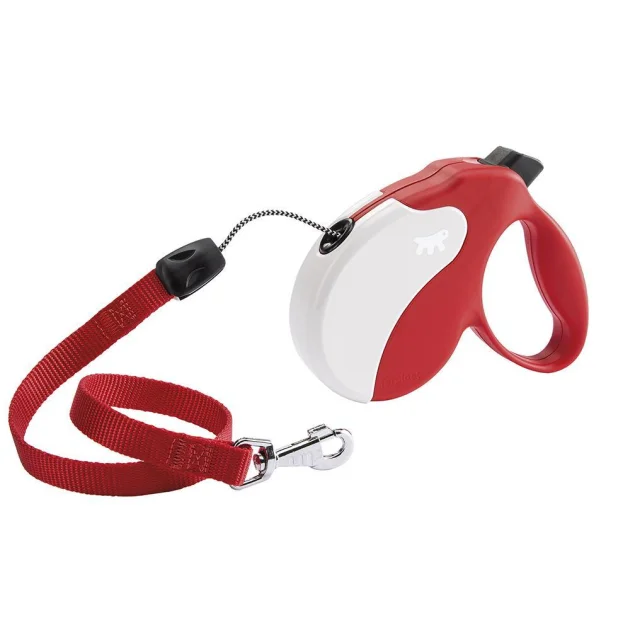 Поводок-рулетка Ferplast Amigo S Cord  Red-White для собак cо шнуром, красно-белый, 14x3,6x12 см