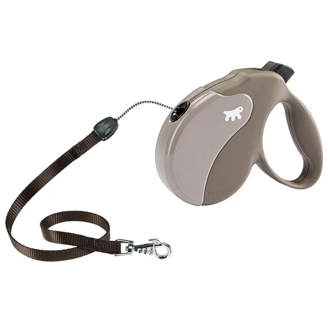 Поводок-рулетка Ferplast Amigo S Cord  Dove-Grey Lead для собак cо шнуром, бежево-серый, 14x3,6x12 см