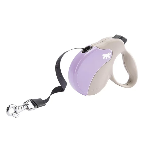Поводок-рулетка Ferplast Amigo S Tape Beige-Purple для собак c стрічкою, бежево-фіолетовий, 14x3,6x12 см