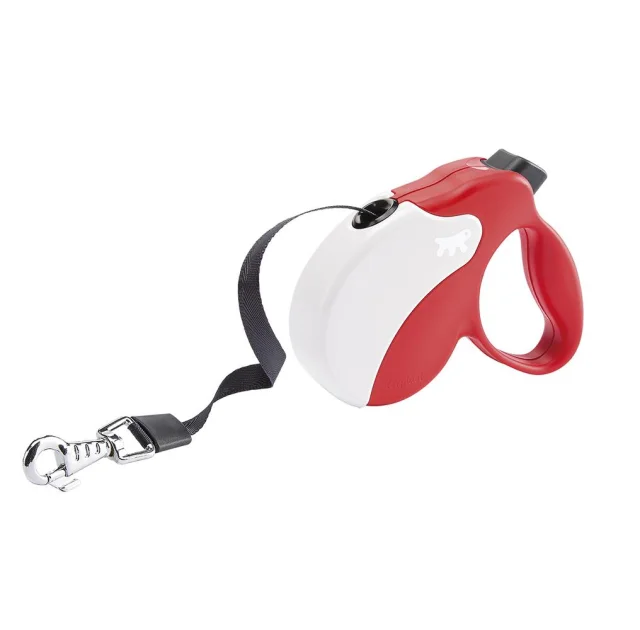 Поводок-рулетка Ferplast Amigo S Tape Red-White для собак c стрічкою, червоно-білий, 14x3,6x12 см