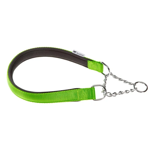 Нейлоновый ошейник с металлической цепочкой Ferplast Daytona CSS20/55 Green для собак, A: 55 см, B: 20 см