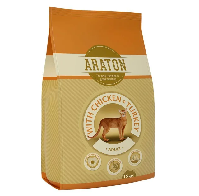 Сухой корм Araton Adult With Chicken & Turkey для кошек весом от 1 до 8 кг, 15 кг