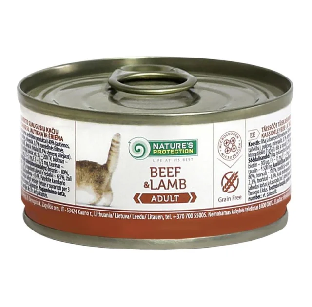 Консерва Natures Protection Adult Beef & Lamb для дорослих котів, 100 г