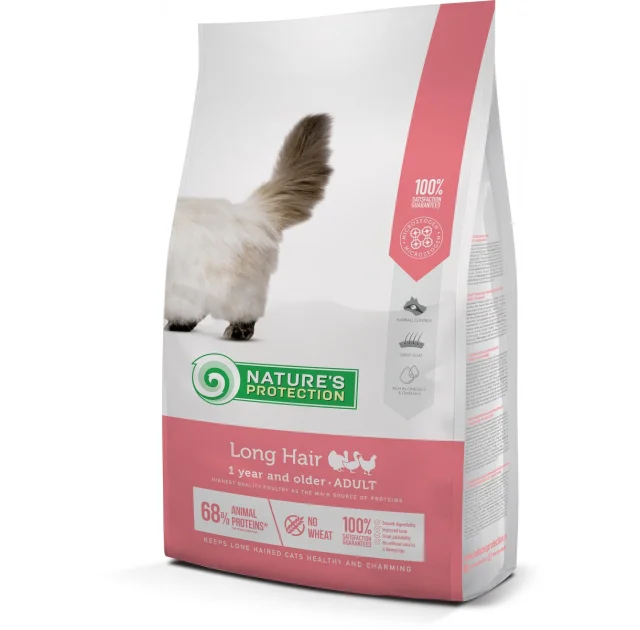 Сухий корм Natures Protection Long Hair для довгошерстих котів, 2 кг