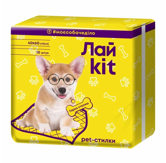 Гигиенические пеленки Лайkit для животных, 10 шт, желтые, 40х60 см