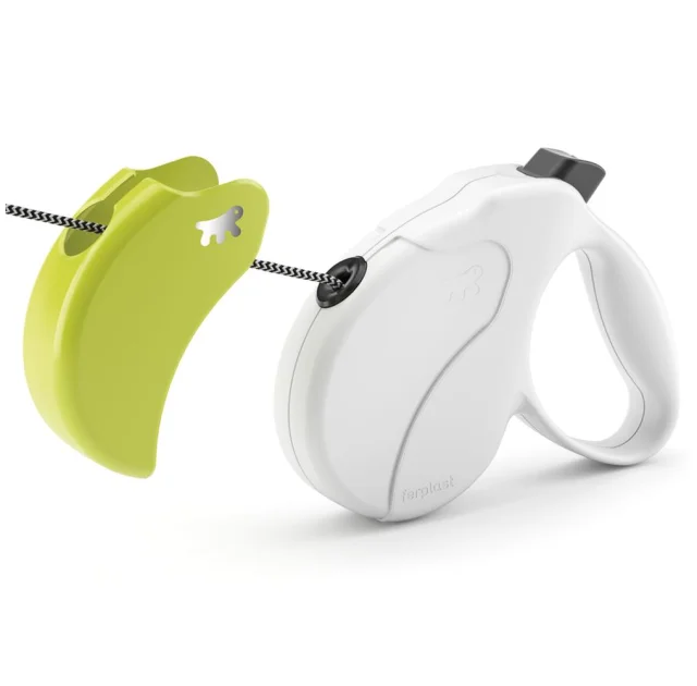Поводок-рулетка Ferplast Amigo M Cord White-Green Lead для собак cо шнуром, зелено-белый, 15x3,6x14 см