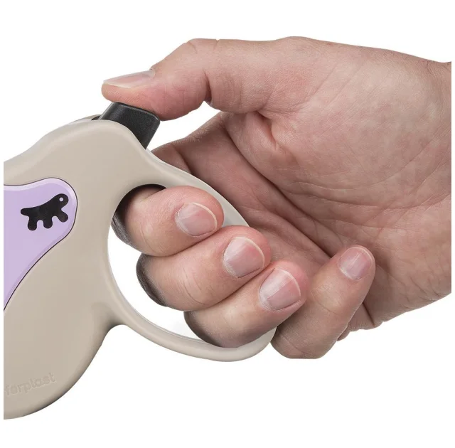Поводок-рулетка Ferplast Amigo Mini Tape Beige-Purple для собак c лентой, бежево-фиолетовый, 12x3x10 см