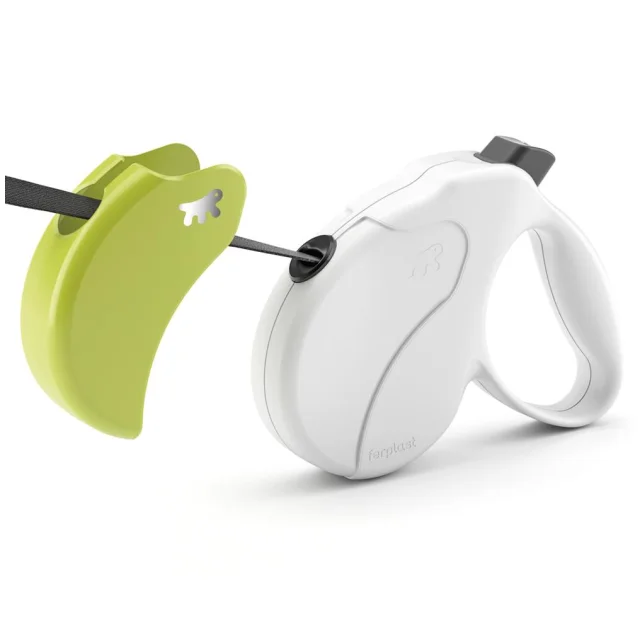 Поводок-рулетка Ferplast Amigo S Tape White-Green для собак c стрічкою, зелено-білий, 14x3,6x12 см