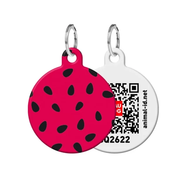 Адресник персоналізований Waudog Smart ID c QR для собак і котів, метал, малюнок "Кавун", коло, M, 30 мм