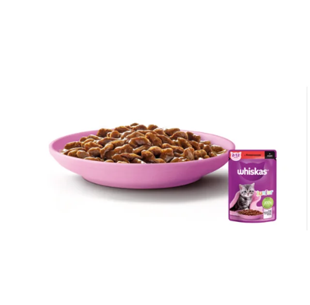 Влажный корм Whiskas для котят, с говядиной в соусе, 85 г